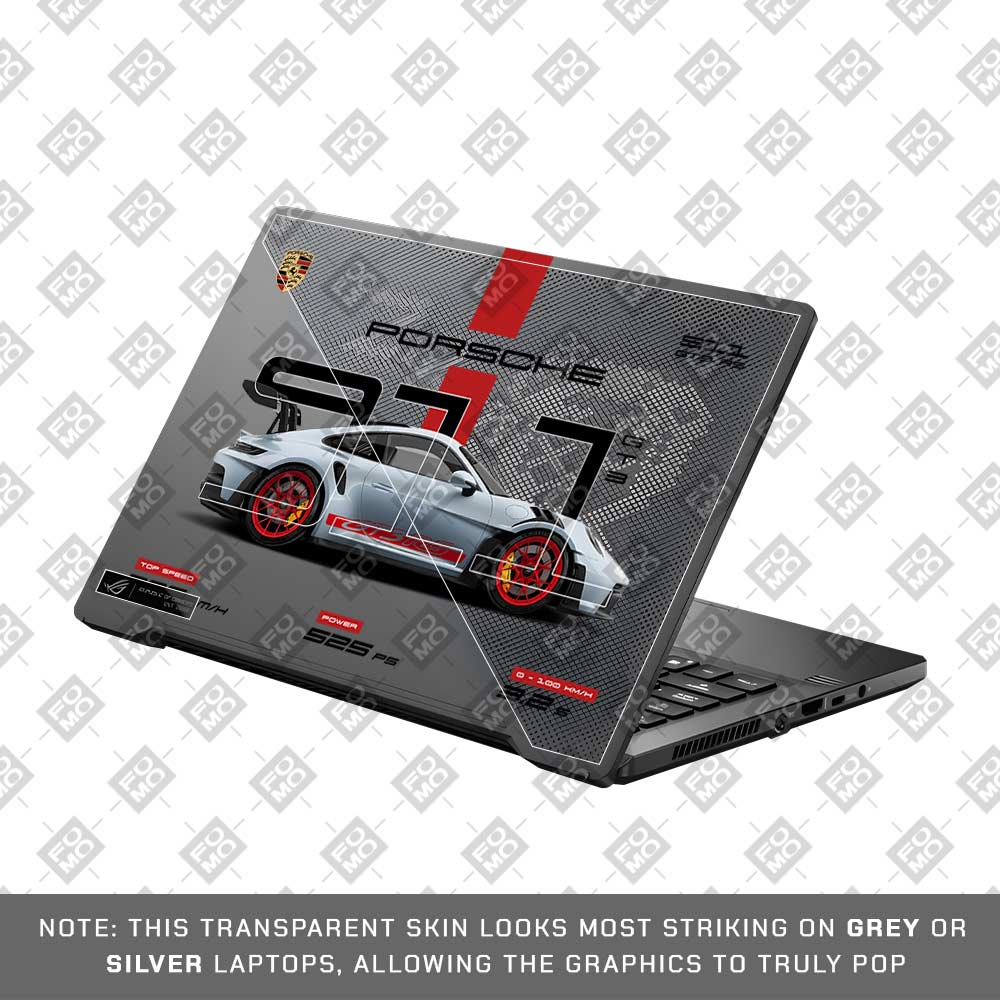 Transparent Porsche 911 GT3 RS Asus ROG Zephyrus G14 GA401 Laptop Skin