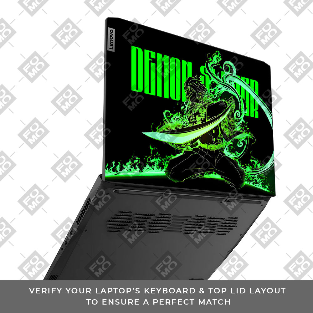 Tanjiro Green Flame Dance Lenovo IdeaPad Gaming 3 15ACH6 and 15IHU6 3D Laptop Skin