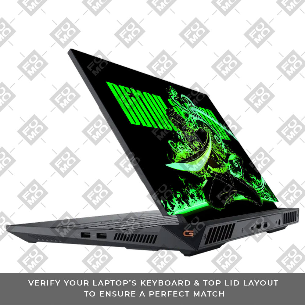 Tanjiro Green Flame Dance Dell G15 5520, 5530 3D Laptop Skin