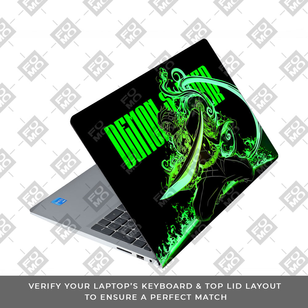 Tanjiro Green Flame Dance Dell Inspiron 3520 3D Laptop Skin