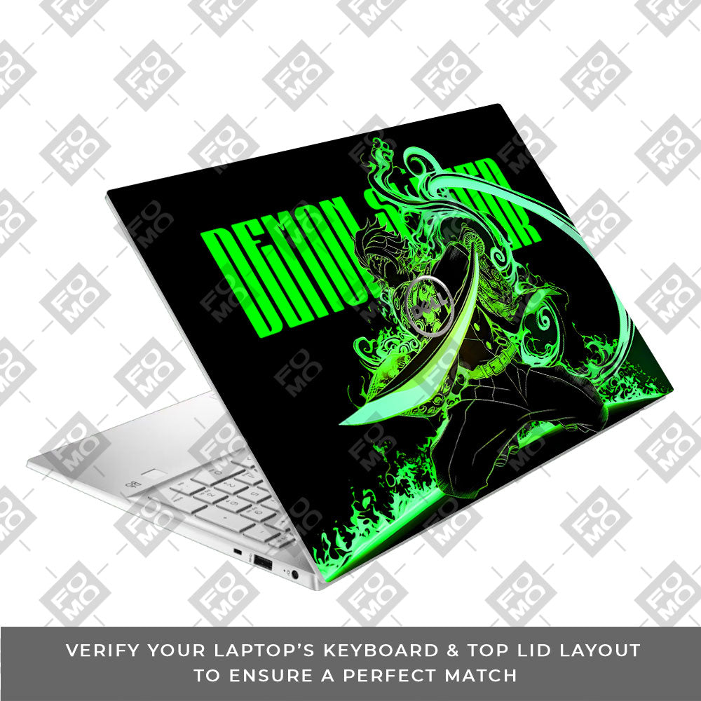 Tanjiro Green Flame Dance Dell Inspiron 3501 3D Laptop Skin