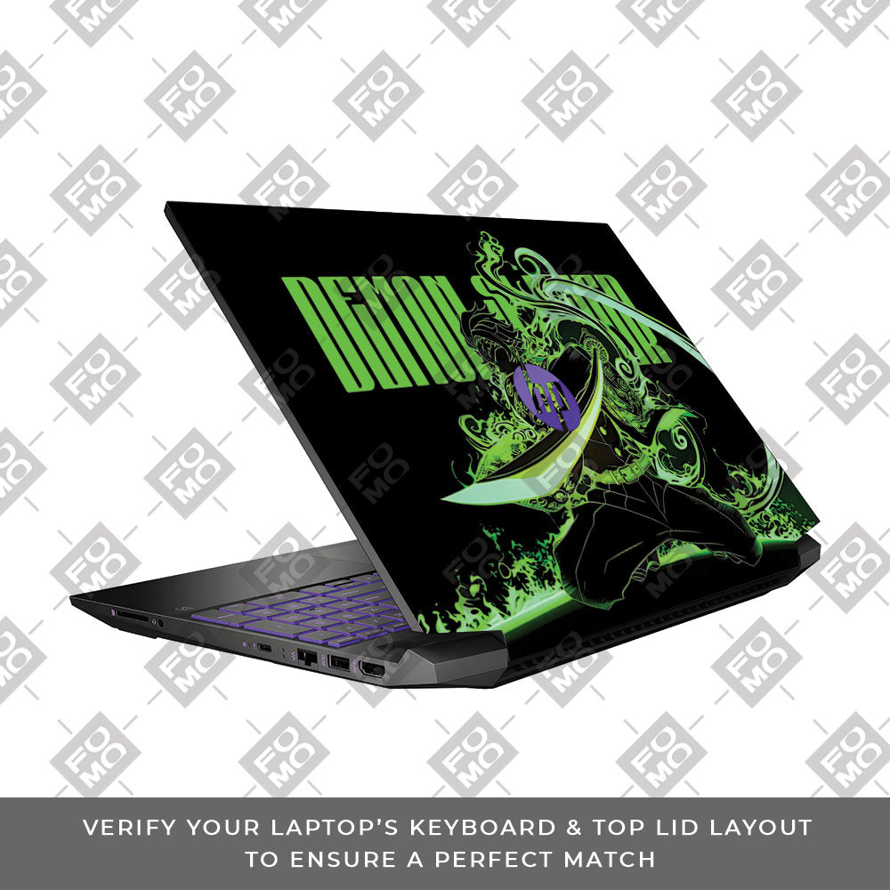 Tanjiro Green Flame Dance HP Pavilion Gaming 15 EC Series 3D Laptop Skin