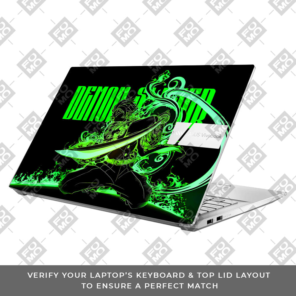Tanjiro Green Flame Dance Asus Vivobook Pro 15 M6500QC & M6500QH 3D Laptop Skin