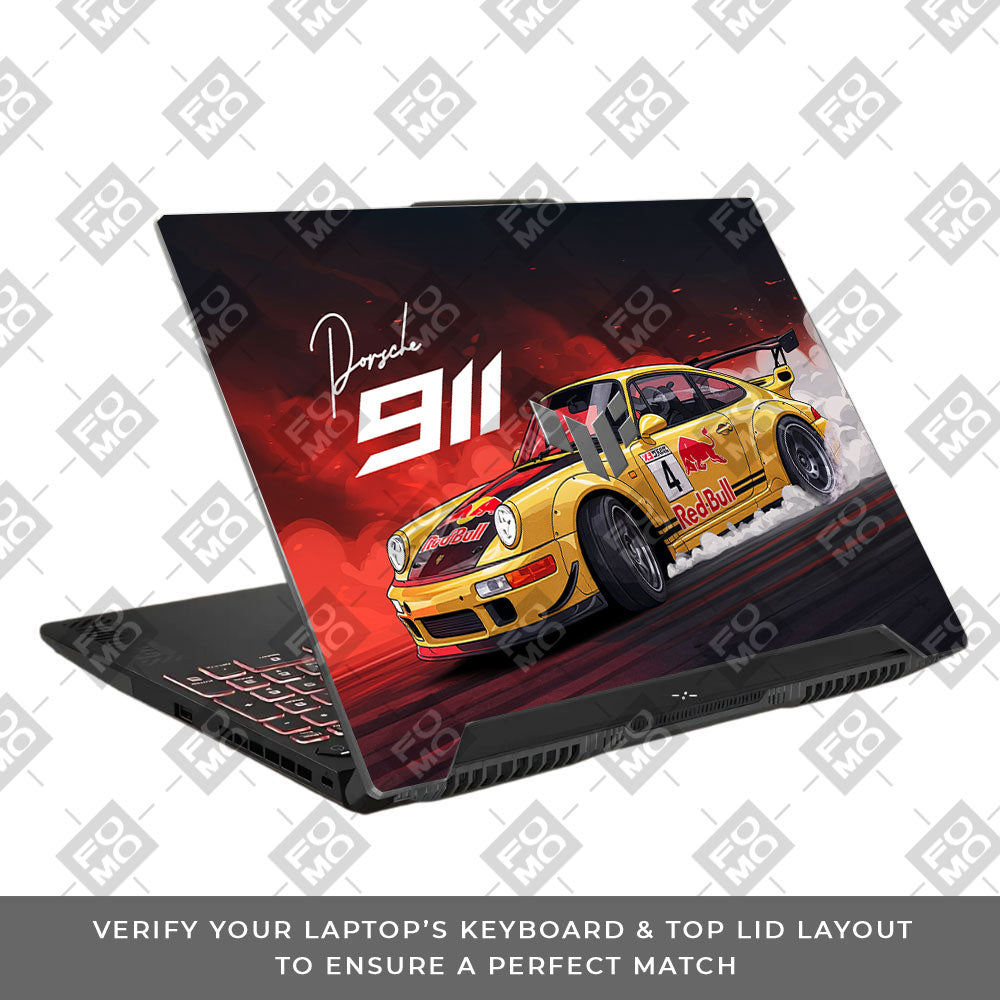 Porsche 911 Red Bull Classic Racer Asus TUF F15 FX507 & A15 FA507 Laptop Skin