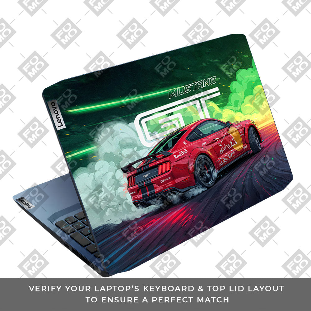 Mustang GT Red Bull Drift Beast Lenovo IdeaPad Gaming 3 15ARH05 and 15IMH05 Laptop Skin