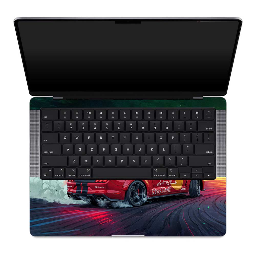 Mustang GT Red Bull Drift Beast MacBook Pro 14 M1, M2, M3, M4 2021-2024 Laptop Skin