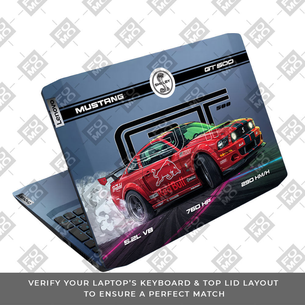 Transparent Shelby GT500 Red Bull Venom Lenovo IdeaPad Gaming 3 15ARH05 and 15IMH05 Laptop Skin