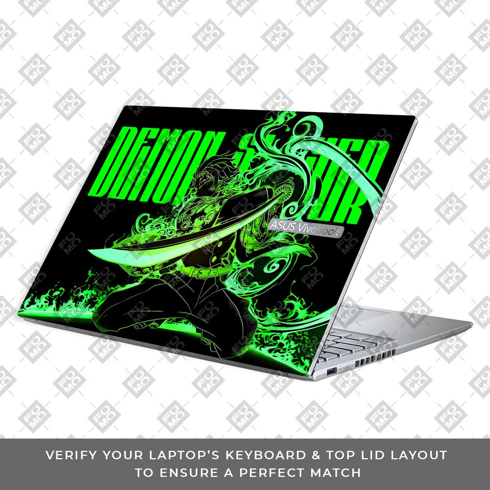 Tanjiro Green Flame Dance Asus Vivobook 16X M1603QA 3D Laptop Skin