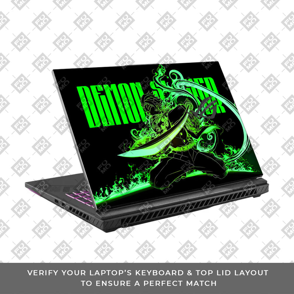 Tanjiro Green Flame Dance Asus ROG Strix G16 G614J Laptop Skin
