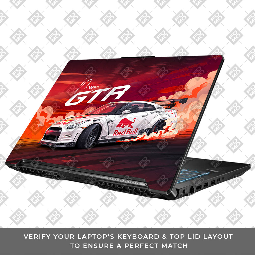 Nissan GTR Red Bull Drift Fury Asus TUF Gaming F17 FX706 3D Laptop Skin