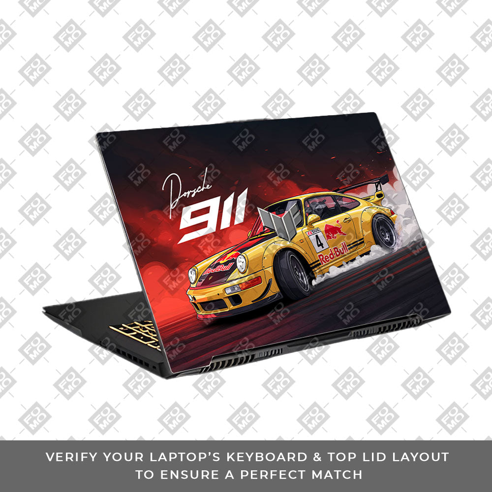 Porsche 911 Red Bull Classic Racer Asus TUF Gaming F17 FX707Z 3D Laptop Skin