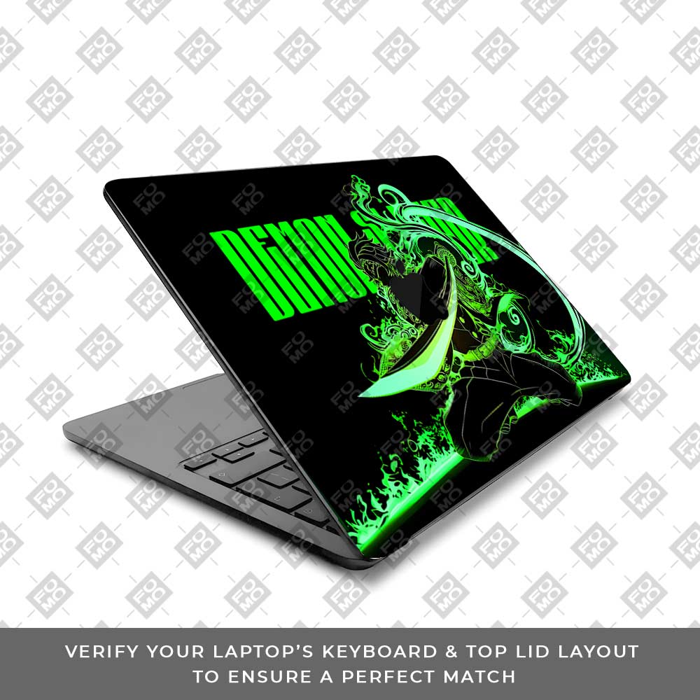Tanjiro Green Flame Dance MacBook Air 13 M4 2025 Laptop Skin