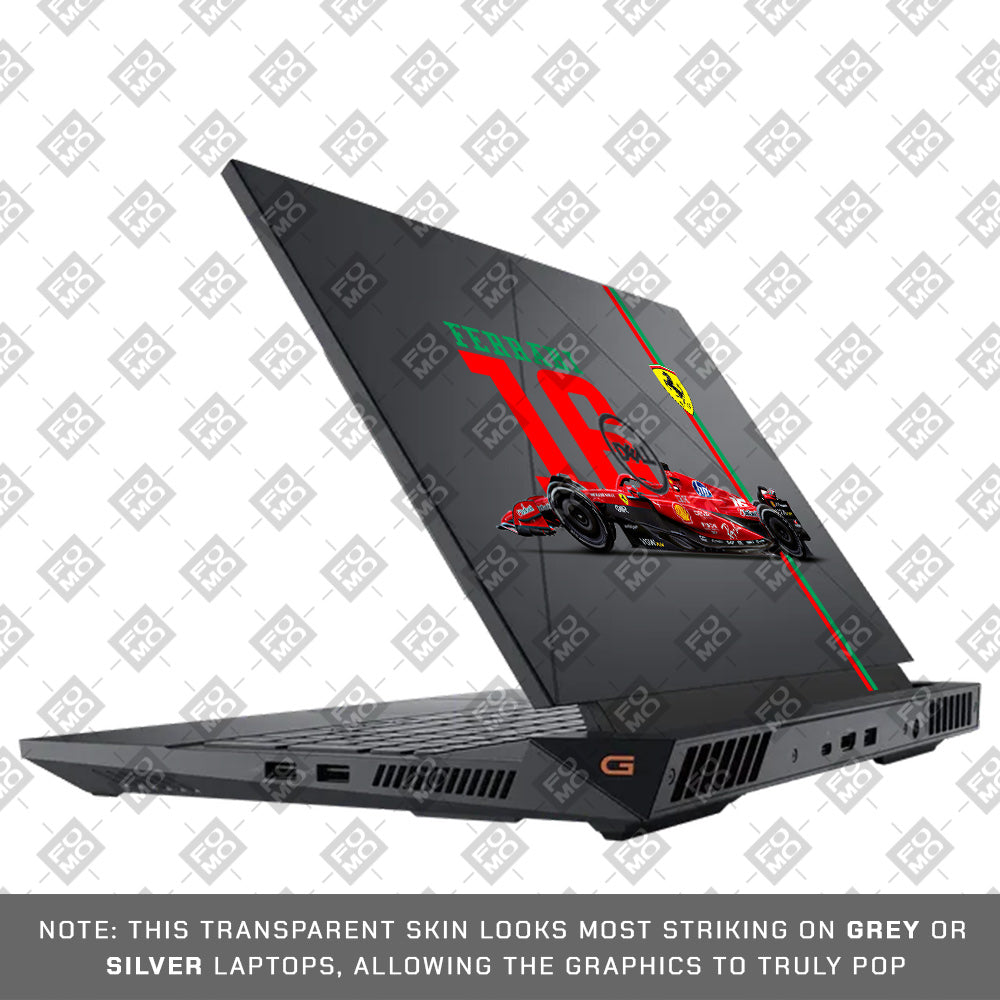 Transparent Ferrari Flame Dell G15 5520, 5530 Laptop Skin