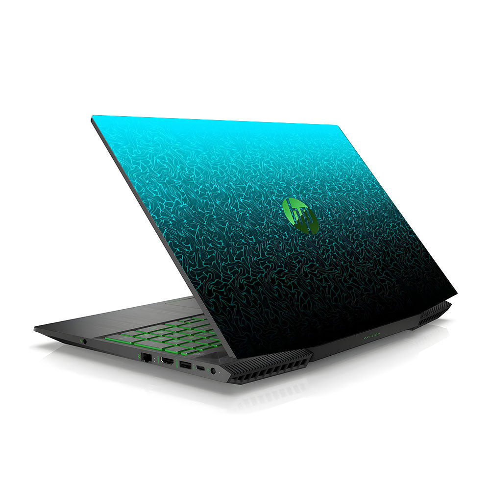 Cyan Blue to Black Gradient HP Pavilion Gaming 15 CX Series Laptop Skin
