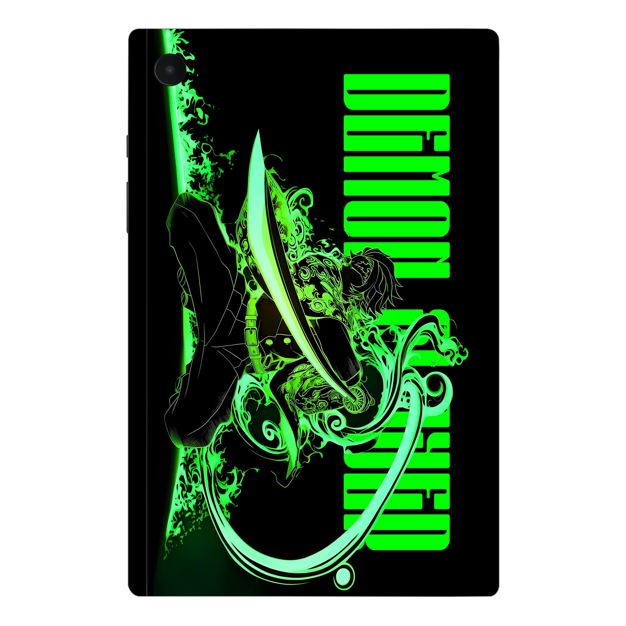 Samsung Galaxy Tab A8 Tanjiro Green Flame Dance Anime Tablet Skins