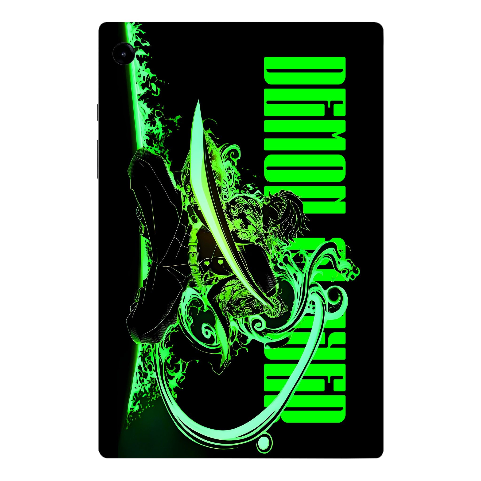 Samsung Galaxy Tab A9 Tanjiro Green Flame Dance Anime Tablet Skins