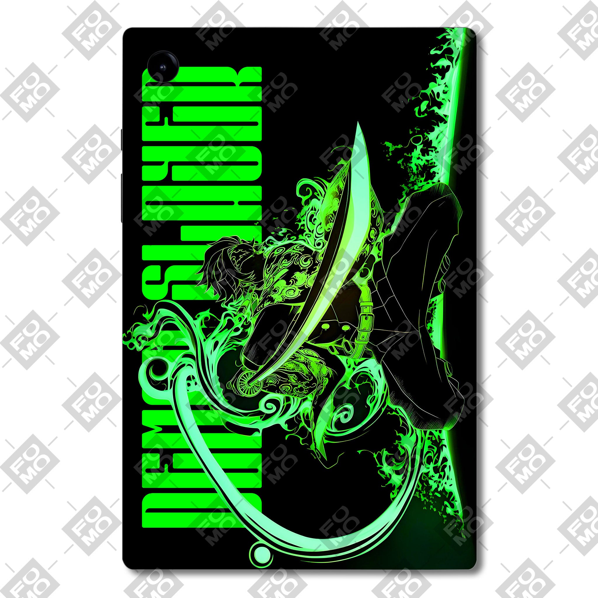 Samsung Galaxy Tab A9 Plus Tanjiro Green Flame Dance Anime 3D Tablet Skin