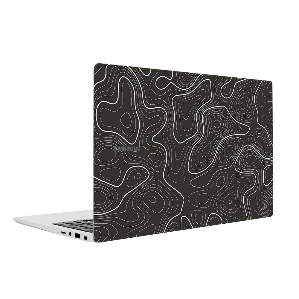 Grayscale Topographic Lines Samsung Galaxy Book 4 15.6 Laptop Skin