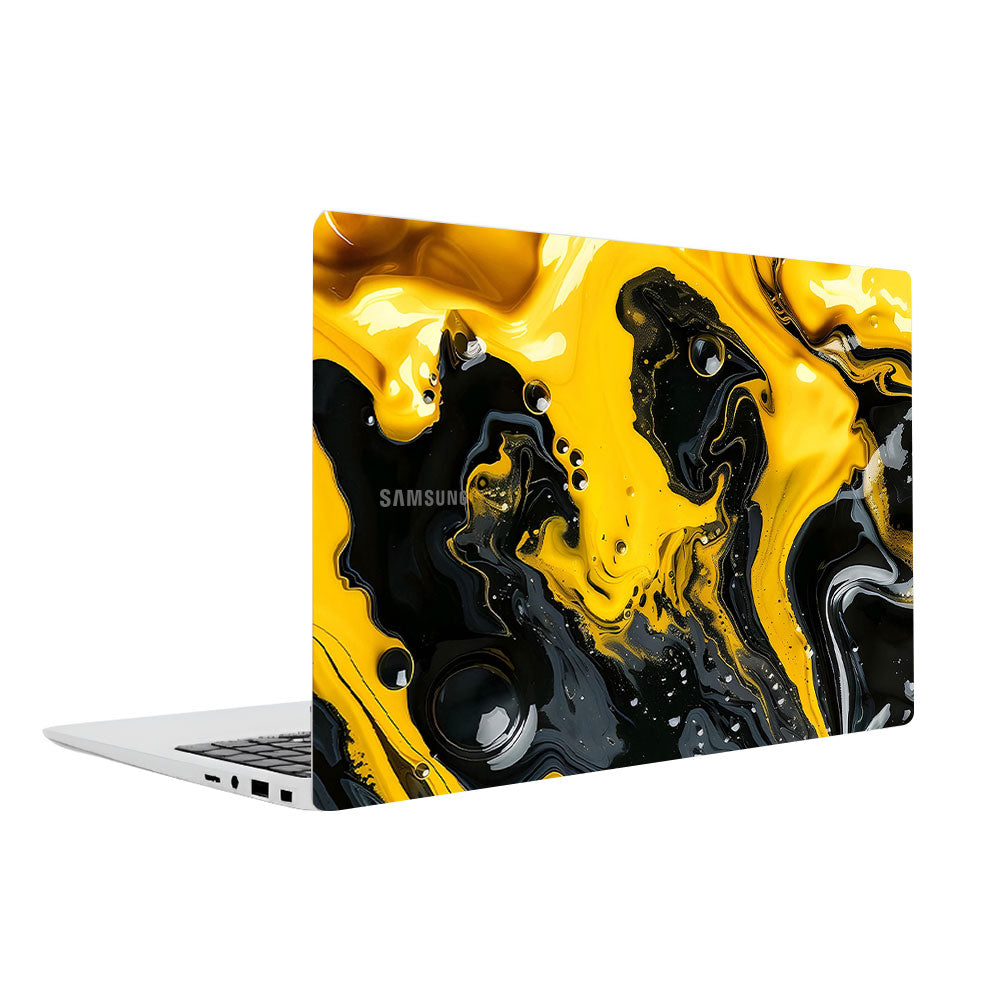 Yellow and Black Paint Swirls Samsung Galaxy Book 4 15.6 Laptop Skin