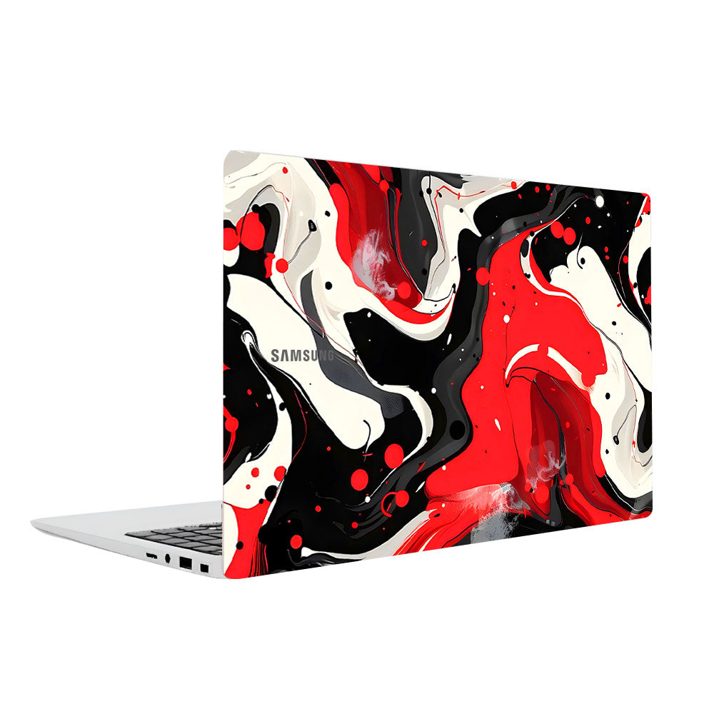 Red and White Paint Swirls Samsung Galaxy Book 4 15.6 Laptop Skin