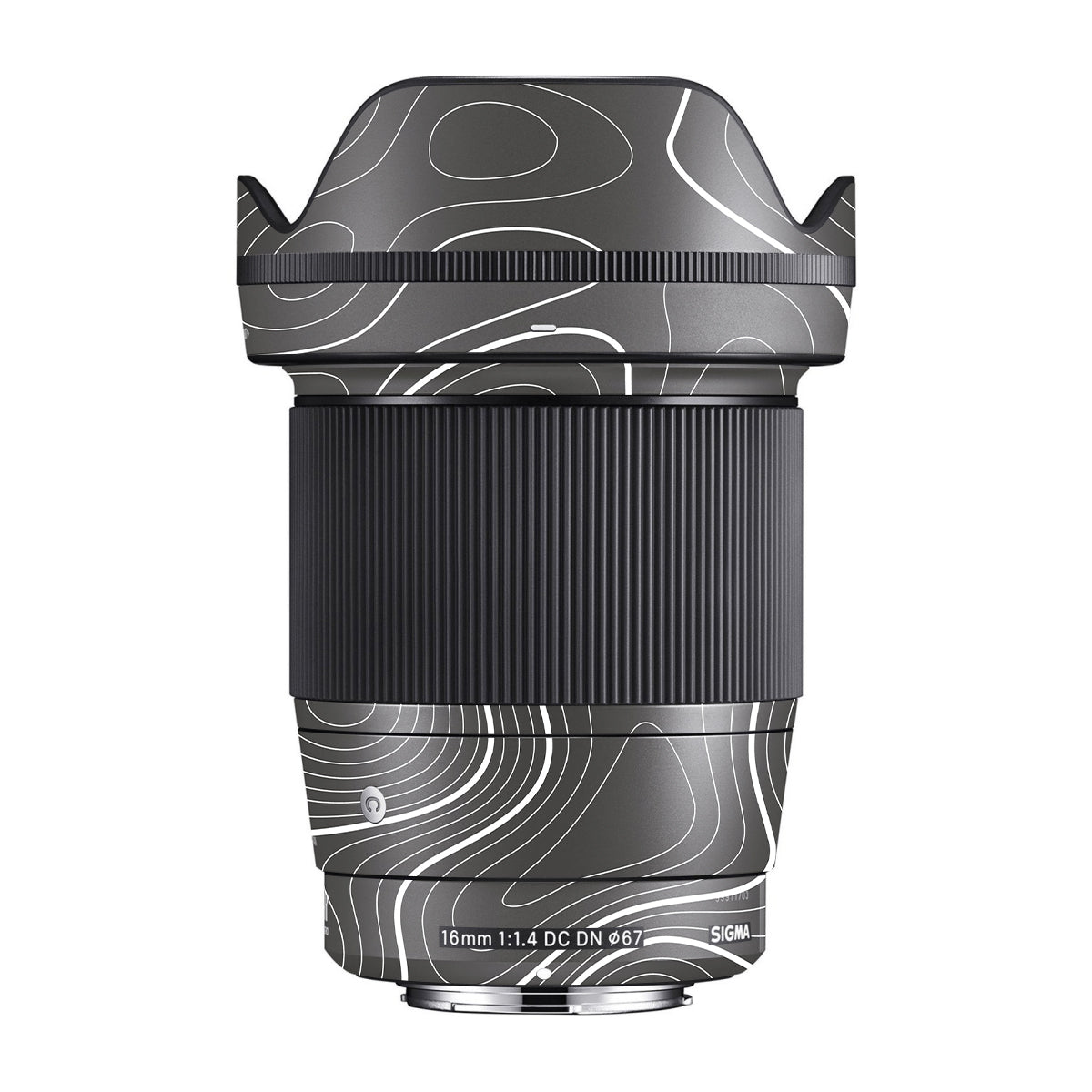 Grayscale Topographic Lines Sigma 16mm F/1.4 DC DN Camera Lens Skin