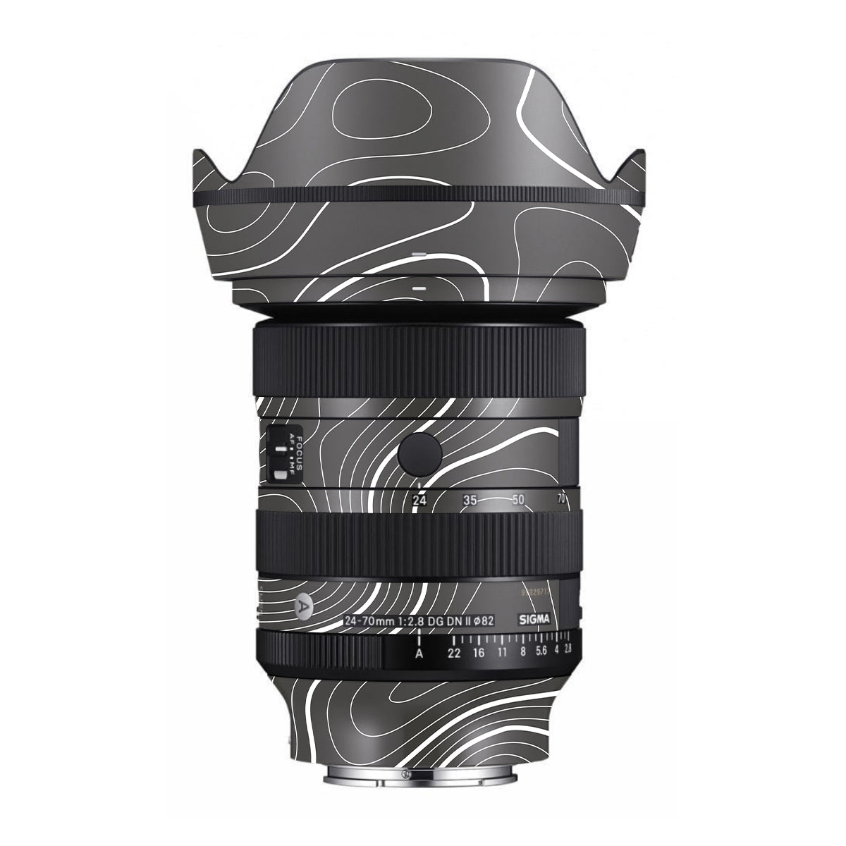 Grayscale Topographic Lines Sigma 24-70mm F/2.8 DG DN Sony E Camera Lens Skin