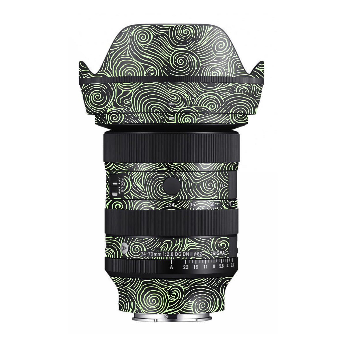 Green Spirals Sigma 24-70mm F/2.8 DG DN Sony E Camera Lens Skin