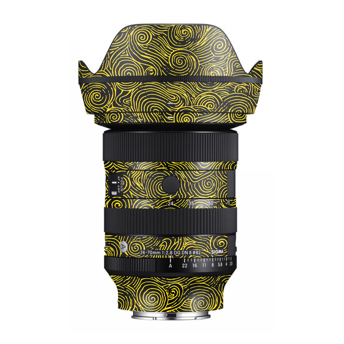 Yellow Spirals Sigma 24-70mm F/2.8 DG DN Sony E Camera Lens Skin
