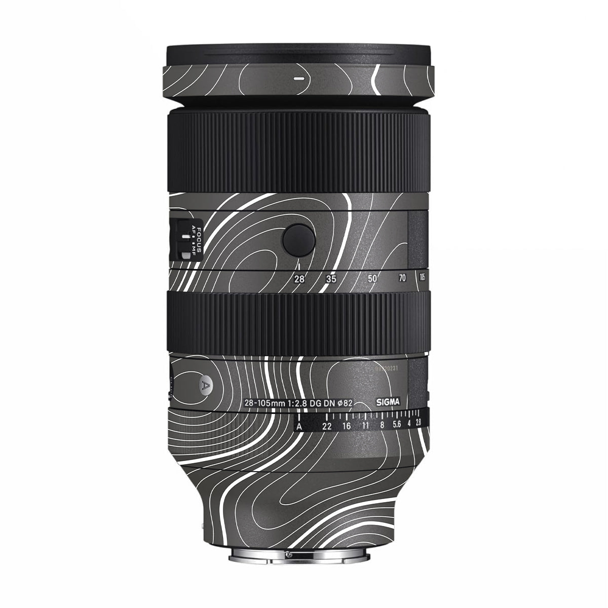 Grayscale Topographic Lines Sigma 28-105mm F/2.8 DG DN Sony E Camera Lens Skin