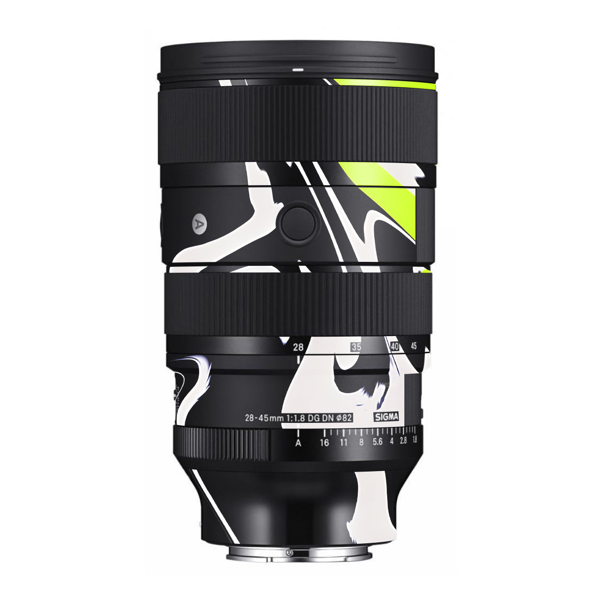 Neon Green and Black Pattern Sigma 28-45mm F/1.8 DG DN Art Sony E Camera Lens Skin
