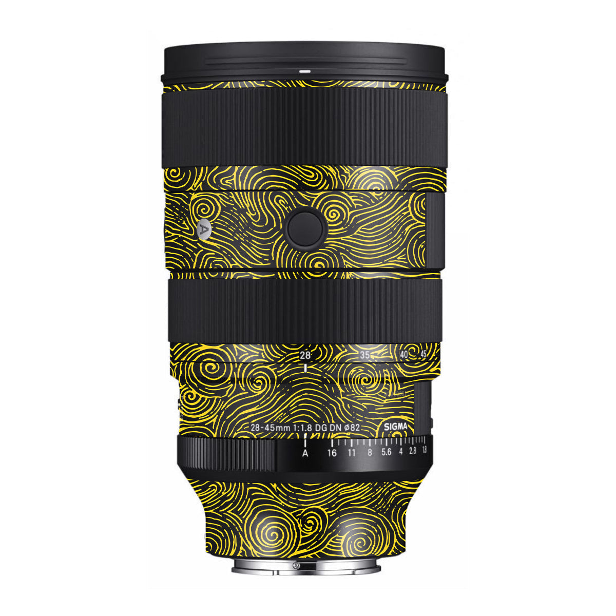 Yellow Spirals Sigma 28-45mm F/1.8 DG DN Art Sony E Camera Lens Skin