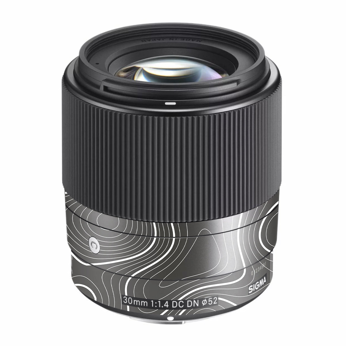 Grayscale Topographic Lines Sigma 30mm F/1.4 DC DN Sony E Camera Lens Skin