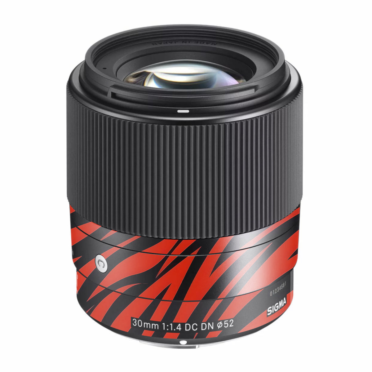 Red and Black Stripes Sigma 30mm F/1.4 DC DN Sony E Camera Lens Skin