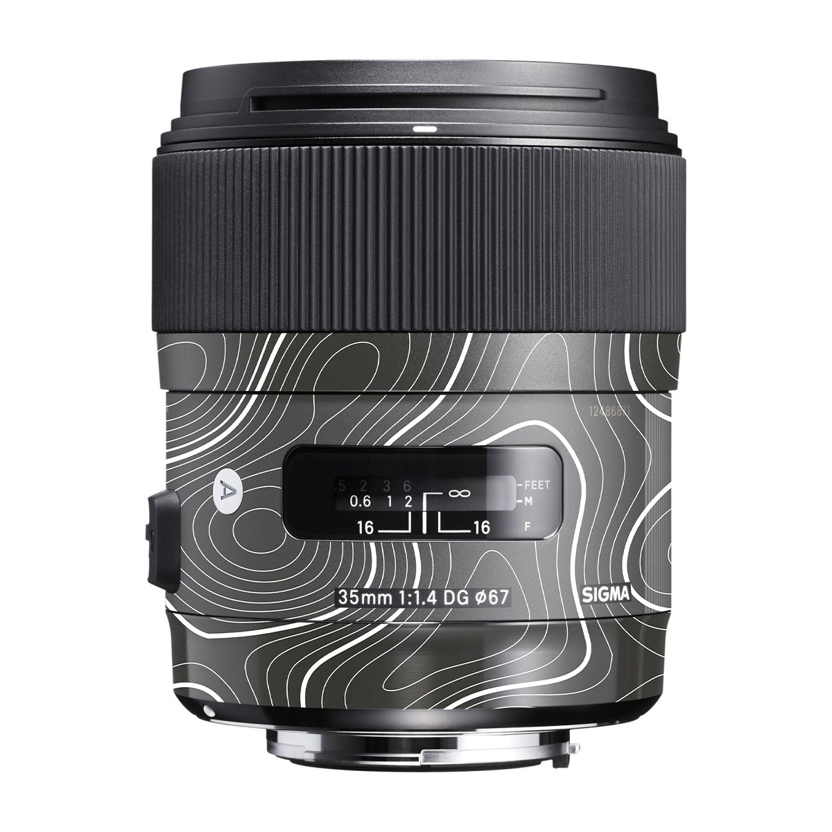 Grayscale Topographic Lines Sigma 35mm F/1.4 DG Canon Mount Camera Lens Skin