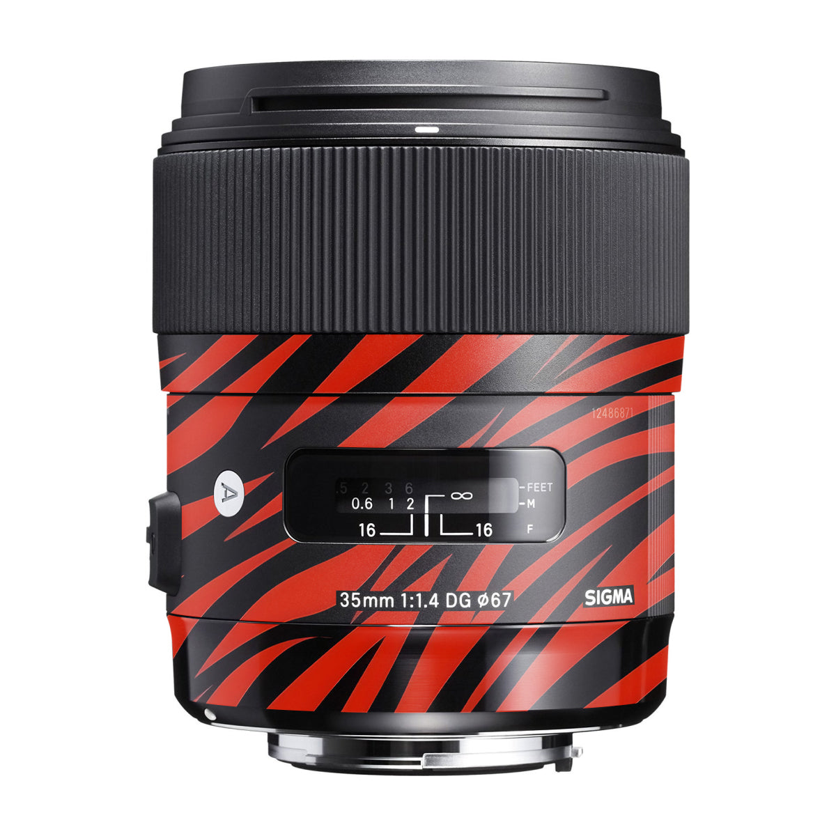 Red and Black Stripes Sigma 35mm F/1.4 DG Canon Mount Camera Lens Skin