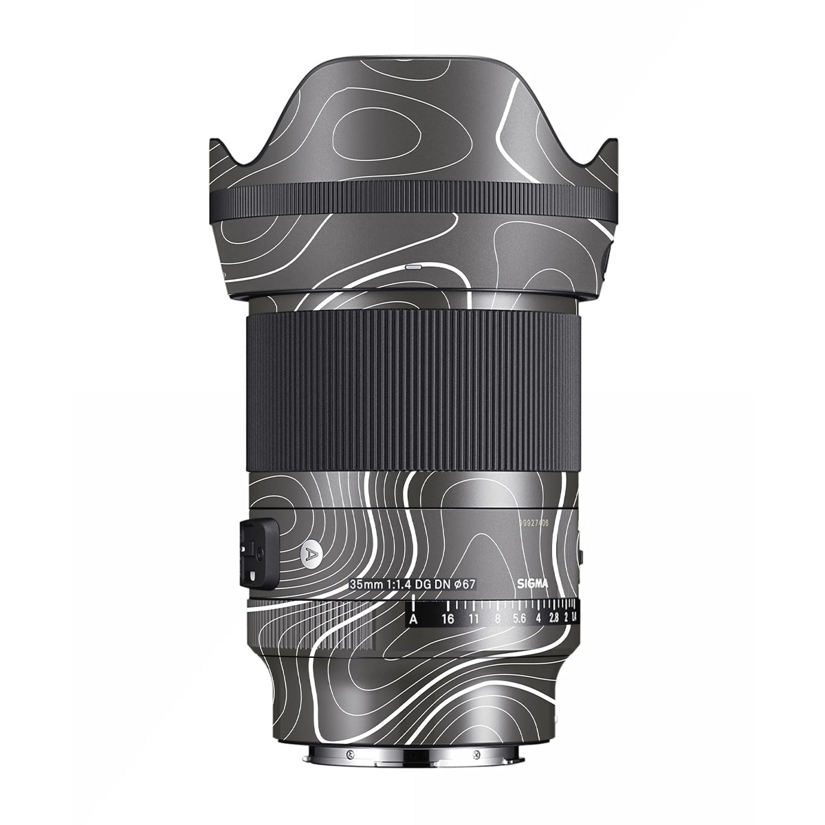 Grayscale Topographic Lines Sigma 35mm F/1.4 DG HSM Art Sony E Camera Lens Skin
