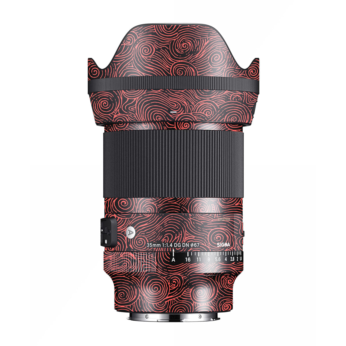 Red Spirals Sigma 35mm F/1.4 DG HSM Art Sony E Camera Lens Skin
