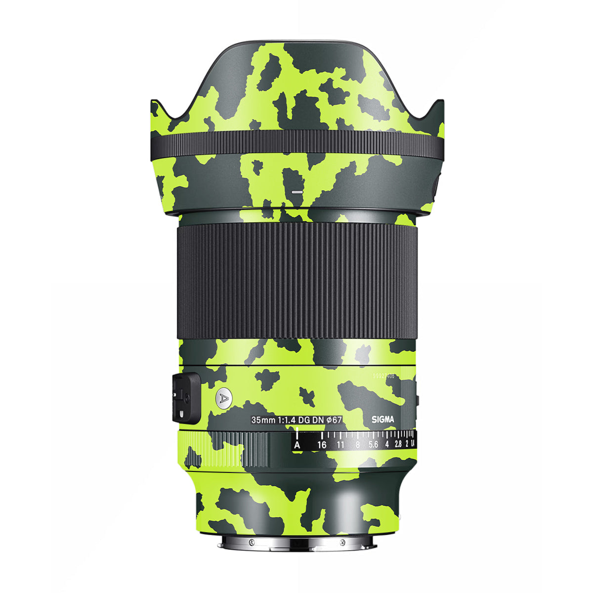 Neon Green Splatter Sigma 35mm F/1.4 DG Nikon Mount Camera Lens Skin