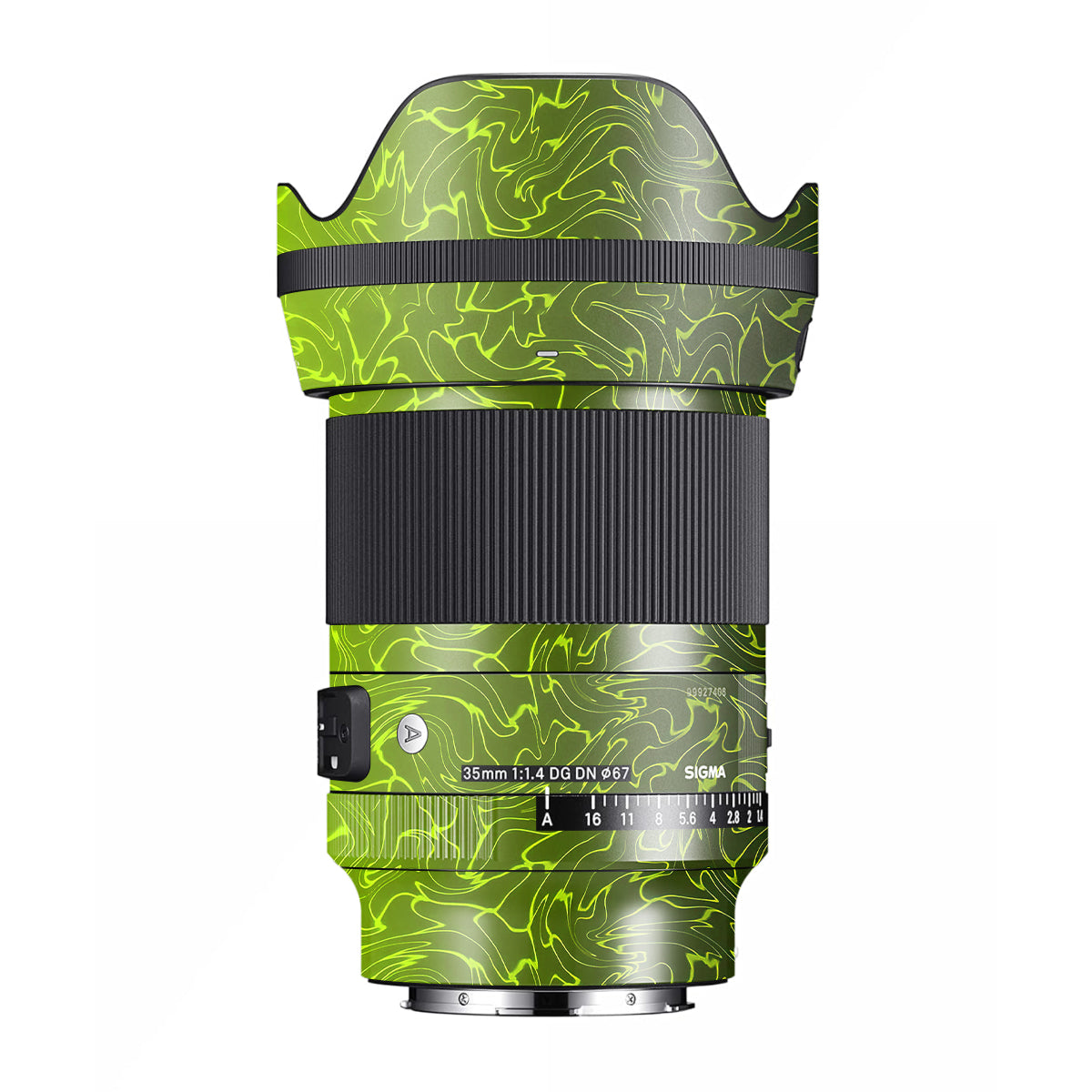 Lime Yellow to Black Gradient Sigma 35mm F/1.4 DG Nikon Mount Camera Lens Skin