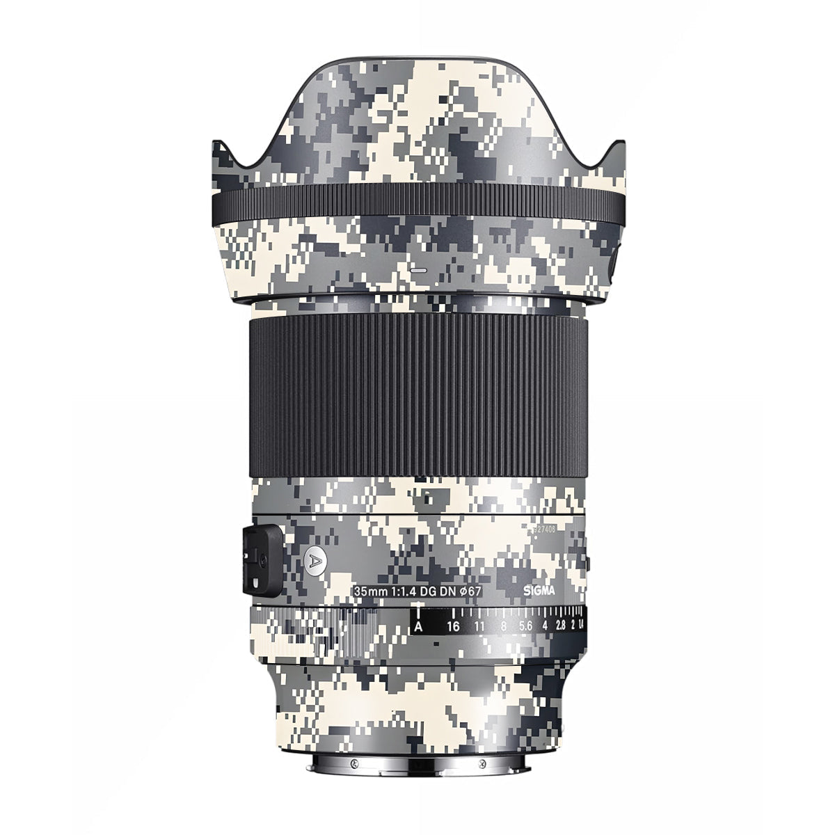 Grey Black Pixel Sigma 35mm F/1.4 DG Nikon Mount Camera Lens Skin