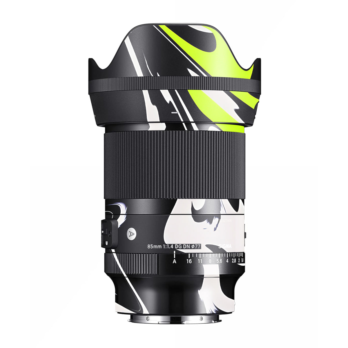 Neon Green and Black Pattern Sigma 85mm F/1.4 DG DN E-mount Camera Lens Skin