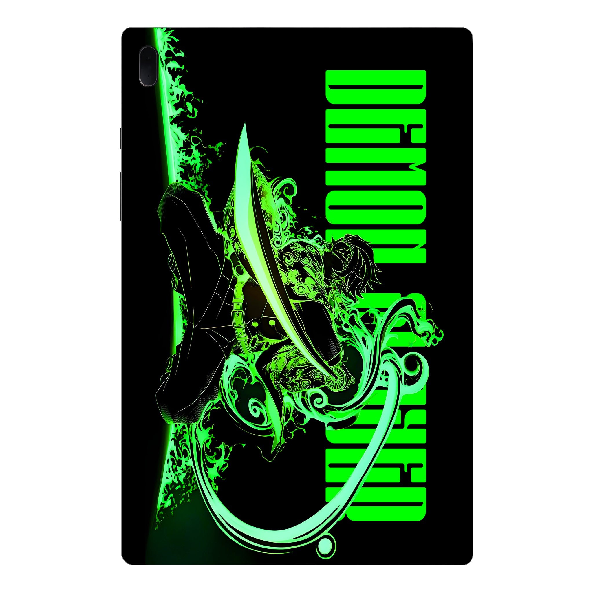 Samsung Galaxy Tab S7 FE Tanjiro Green Flame Dance Anime Tablet Skins