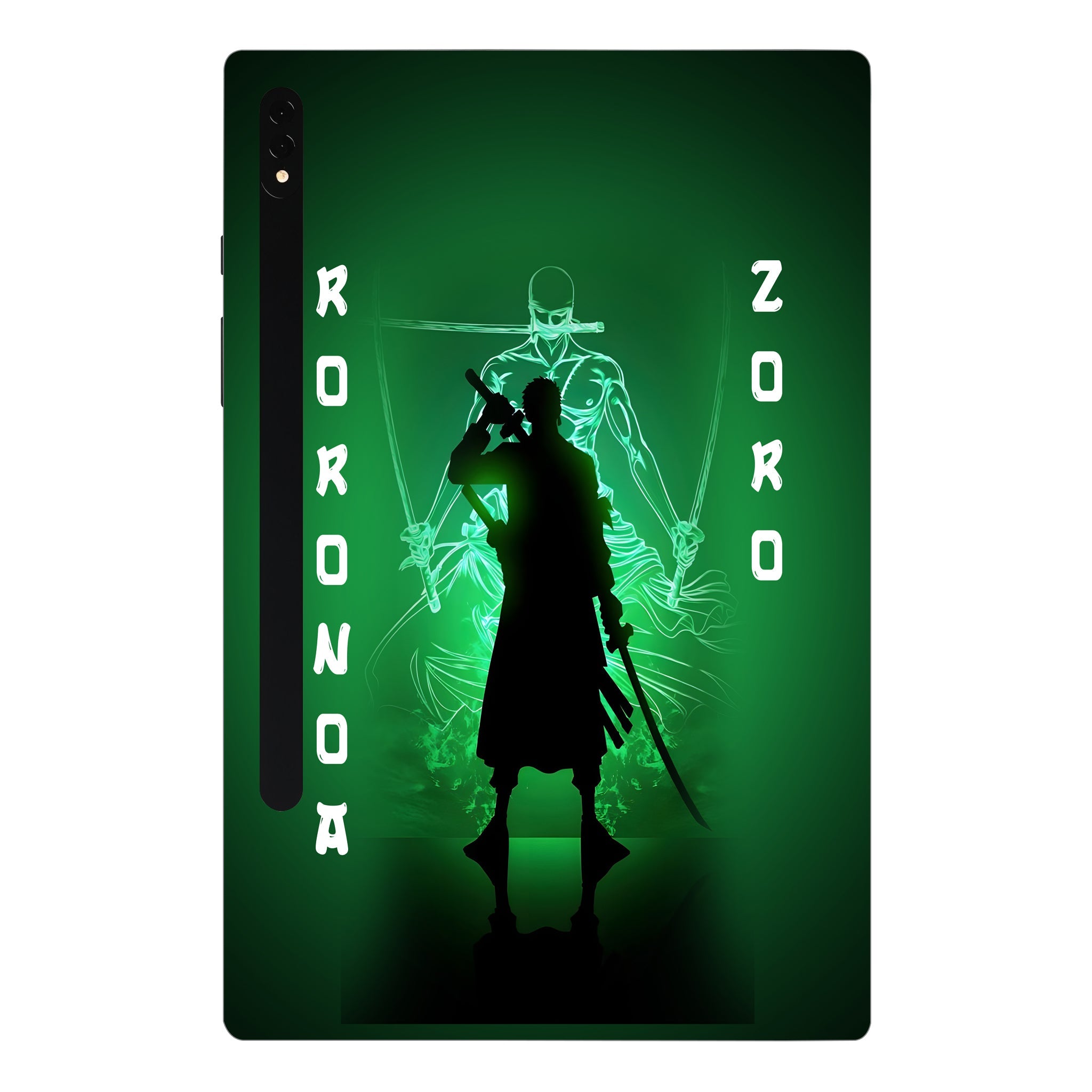 Samsung Galaxy Tab S7 Plus Zoro in Green Fluorescent Background Anime Tablet Skins