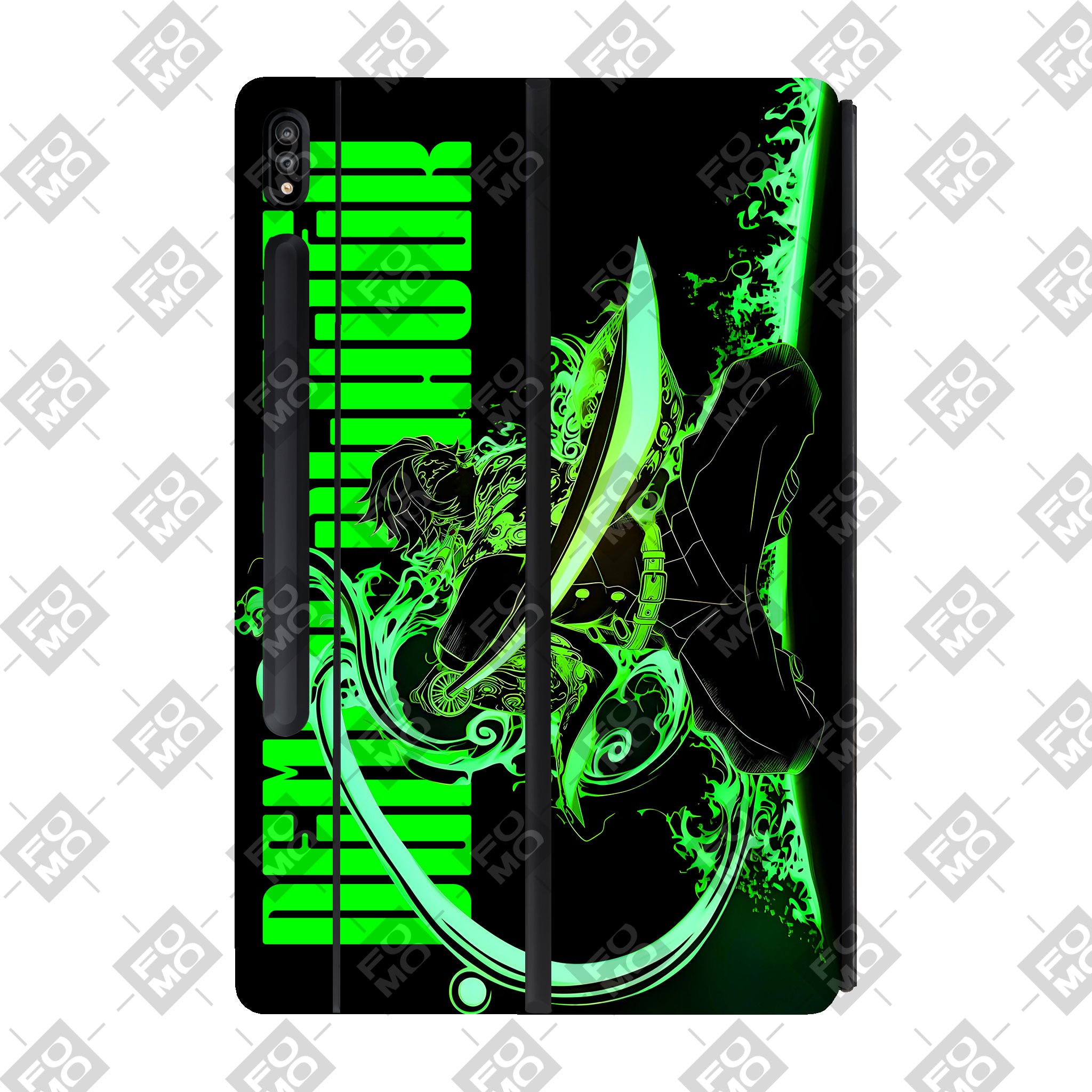 Samsung Galaxy Tab S7 Plus Tanjiro Green Flame Dance Anime Tablet Skins