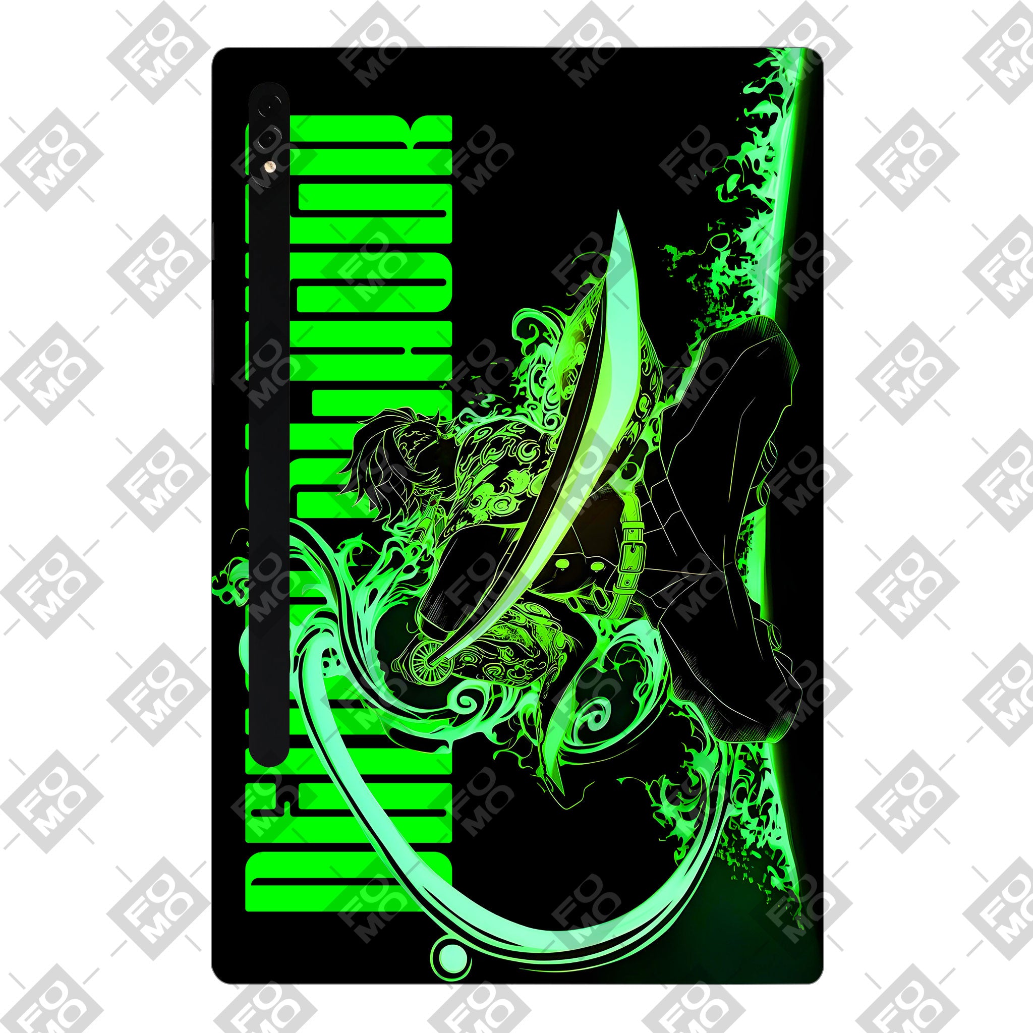 Samsung Galaxy Tab S8 Plus Tanjiro Green Flame Dance Anime 3D Tablet Skin