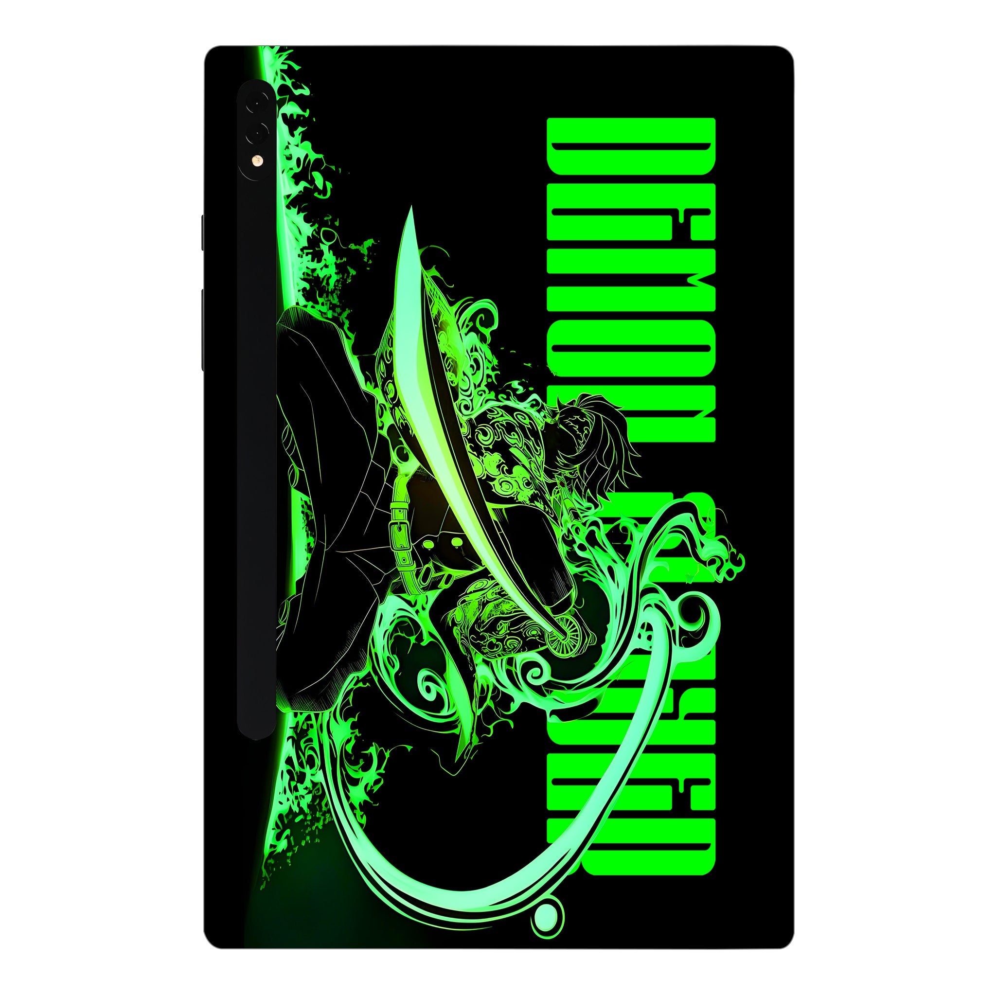 Samsung Galaxy Tab S8 Ultra 5G Tanjiro Green Flame Dance Anime Tablet Skins