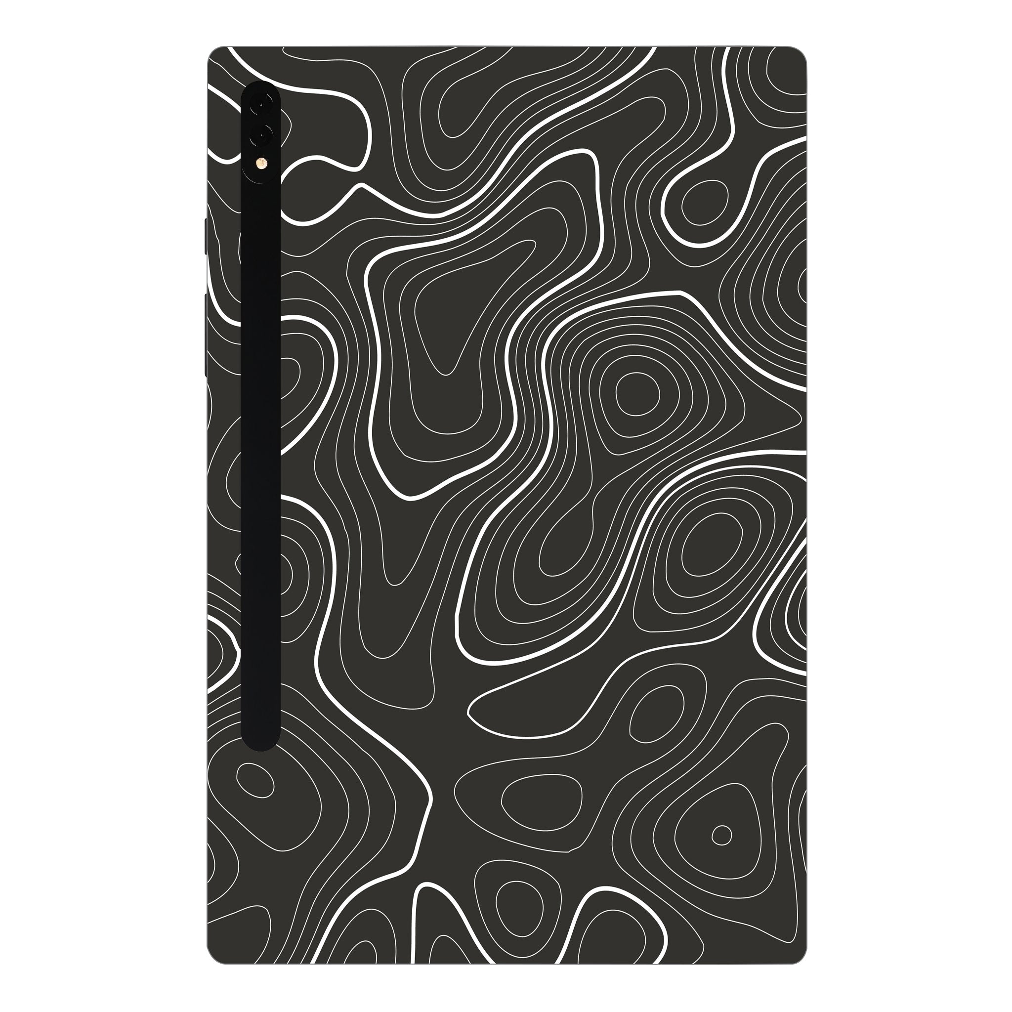 Samsung Galaxy Tab S8 Ultra 5G Grayscale Topographic Lines Tablet Skins
