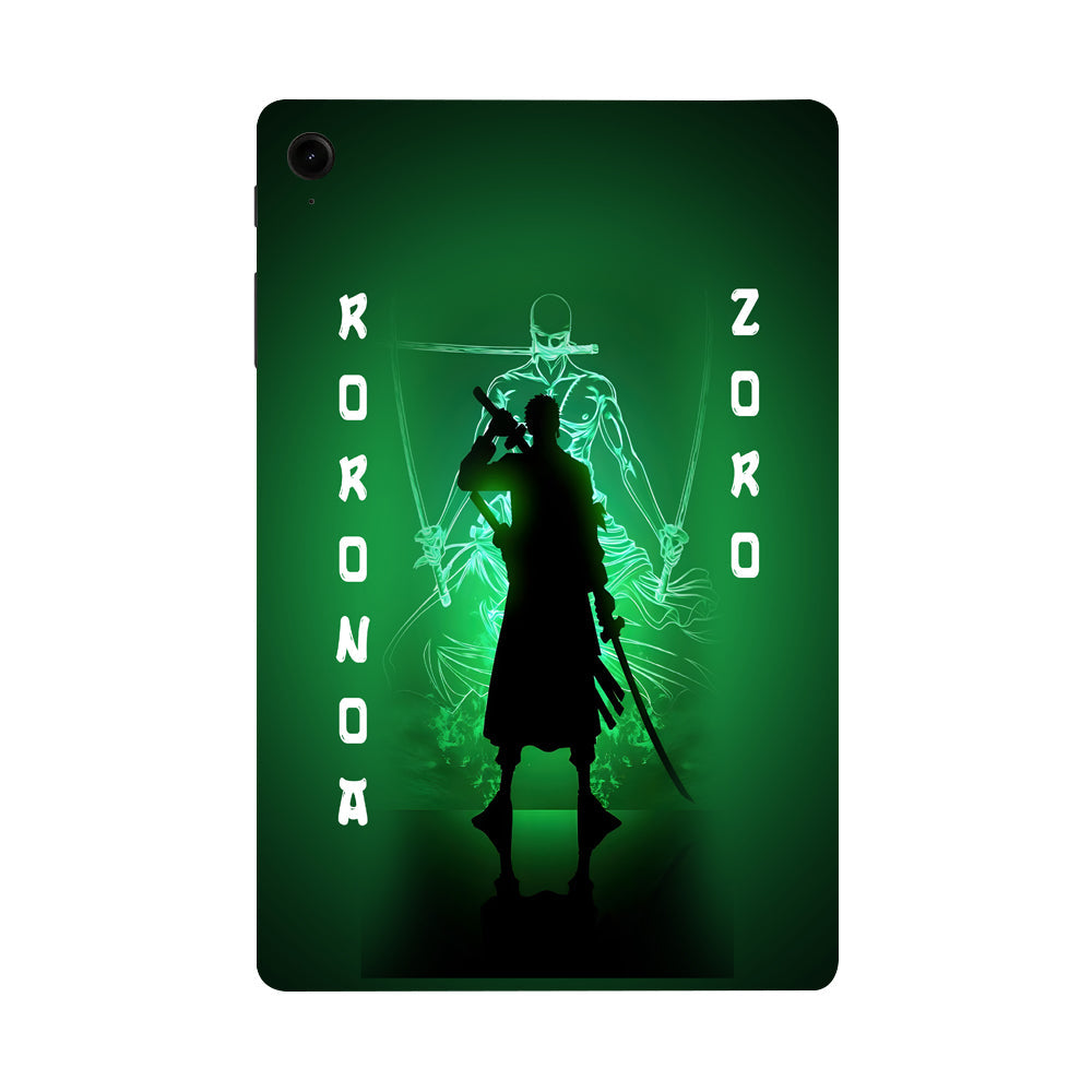 Samsung Galaxy Tab S9 Zoro in Green Fluorescent Background Anime Tablet Skins