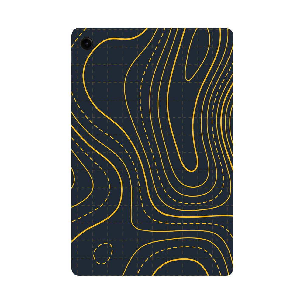 Samsung Galaxy Tab S9 Yellow Contour Lines Tablet Skins