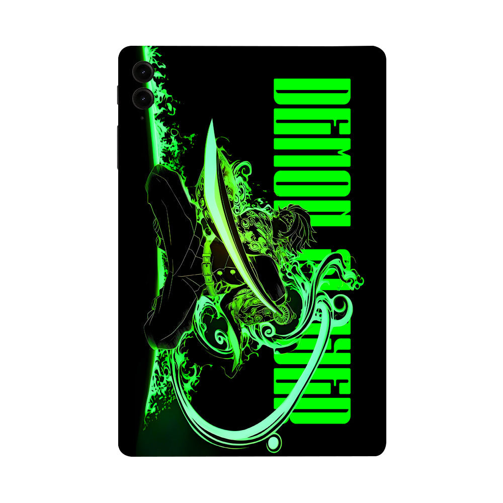Samsung Galaxy Tab S9 FE Plus Tanjiro Green Flame Dance Anime Tablet Skins
